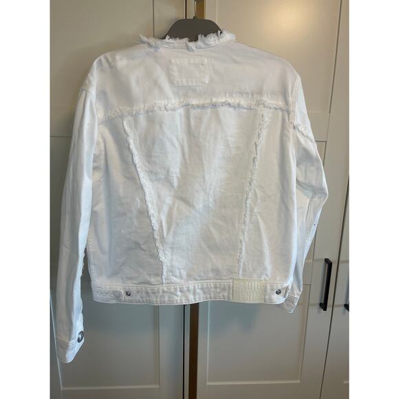 NWT: Zadig & Voltaire Kaely Destroy Denim Jacket in White Size L - Picture 14 of 15